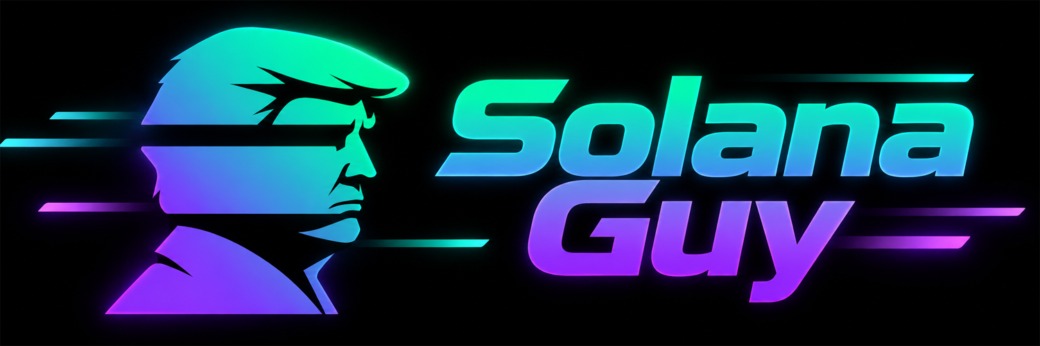 Solana Guy — neon Solana gradient profile and wordmark